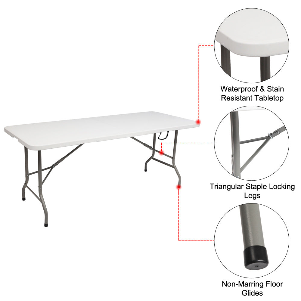 Lightweight Plastic Folding Rectangular Table For Outdoor Lounging