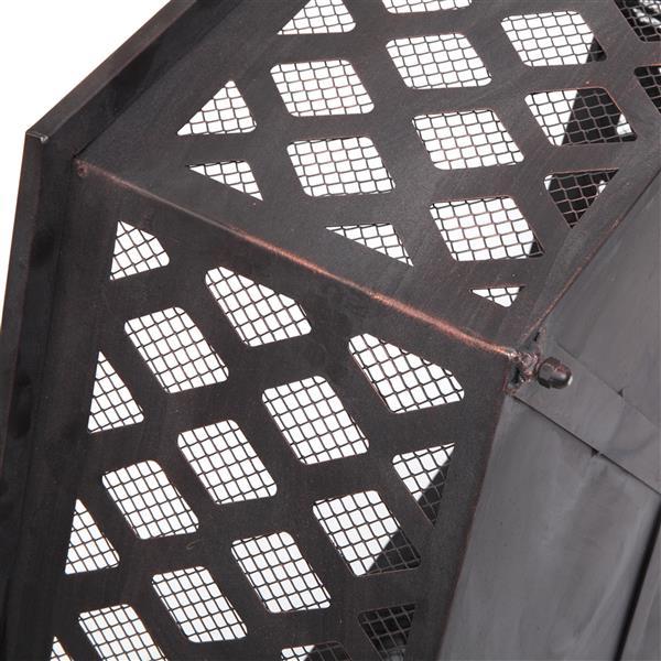 22in Iron Hexagonal Red Copper Firewood Brazier