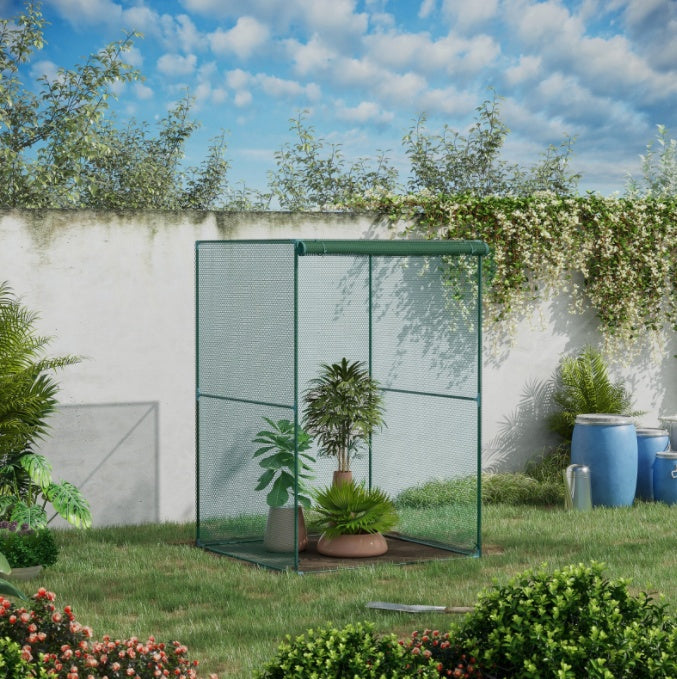 Outsunny 4' X 4' Crop Cage, Plant Protection Tent With Zippered Doors For Vegetable Garden, Backyard