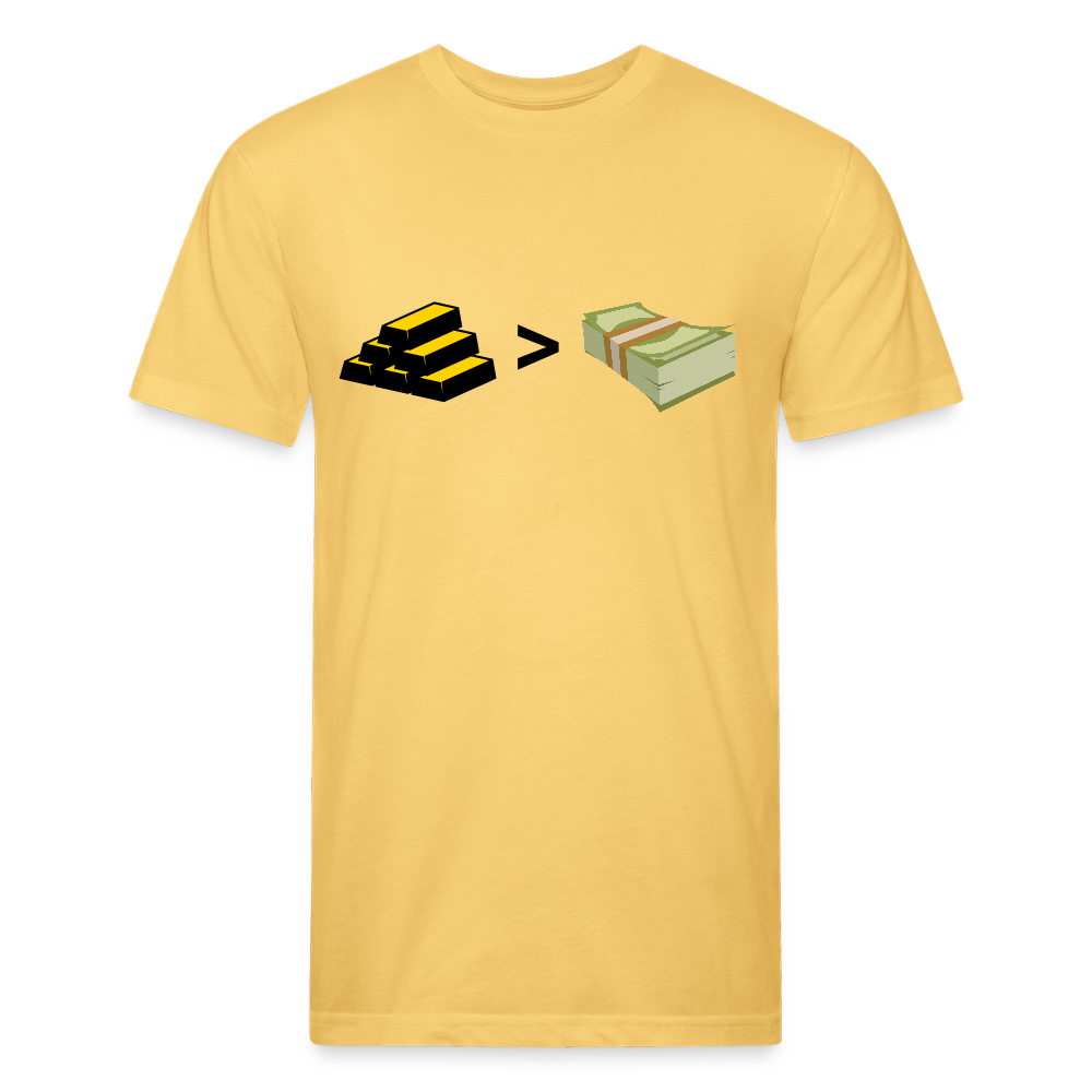 Gold is Greater than Money Fitted Cotton/Poly T-Shirt by Next Level - pastel yellow