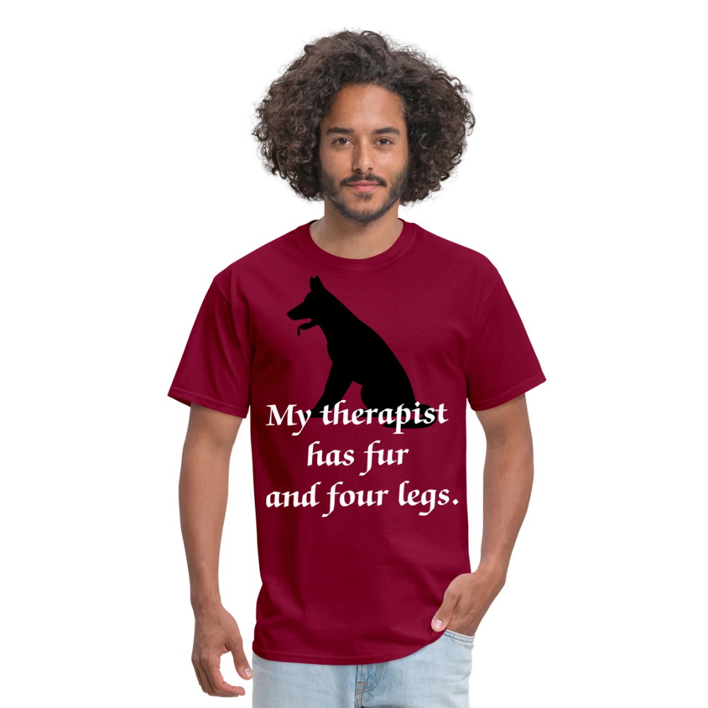My Therapist Has Fur Dog Unisex Classic T-Shirt - burgundy