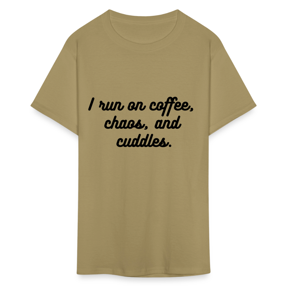 I Run On Coffee Unisex Classic T-Shirt - khaki