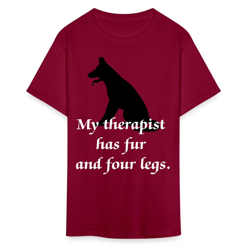 My Therapist Has Fur Dog Unisex Classic T-Shirt - burgundy