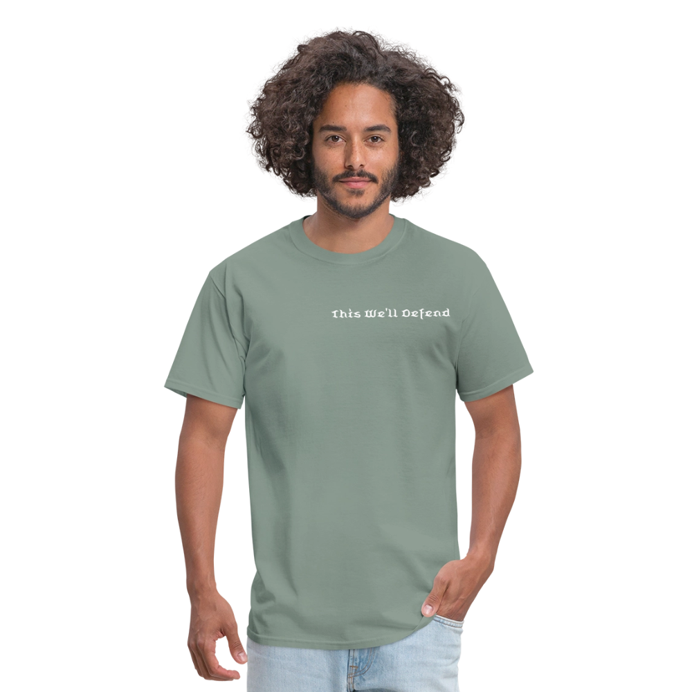 This We'll Defend Army Back Design Unisex Classic T-Shirt - sage