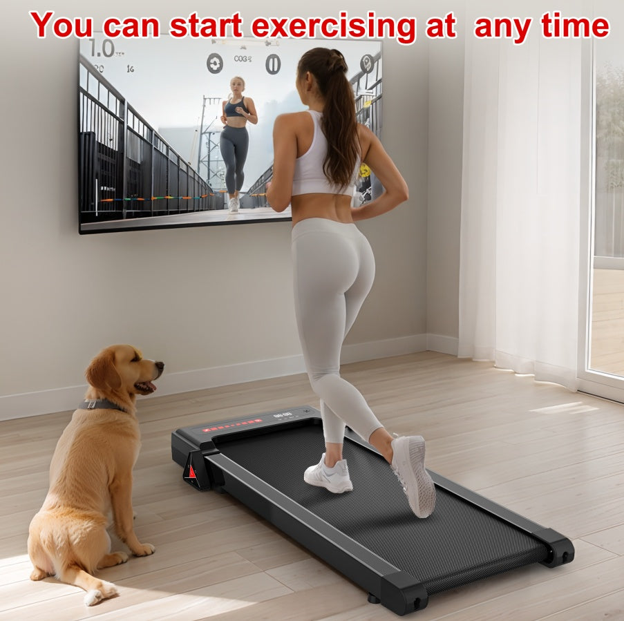 Walking Pad Under Desk Treadmill For Home Office -2.5HP Walking Treadmill 0.5-4MPH 265LBS Capacity Treadmill For Walking Running Remote Control Batteries