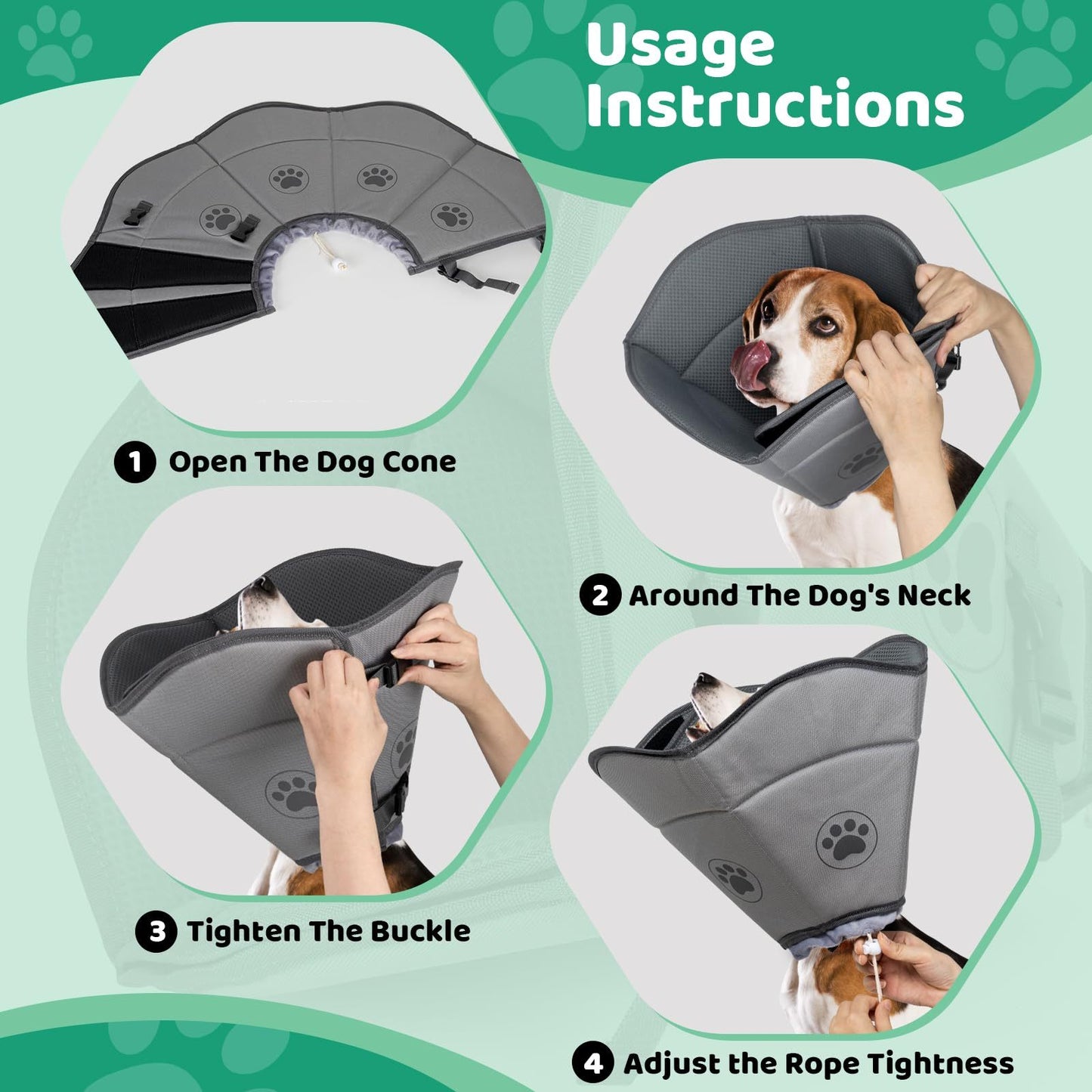 IFurffy Dog Cone For After Surgery,Breathable Soft Dog Cone, Adjustable Drawstring And Buckle Dog Recovery Collar To Stop Licking And Scratching Wound,XL