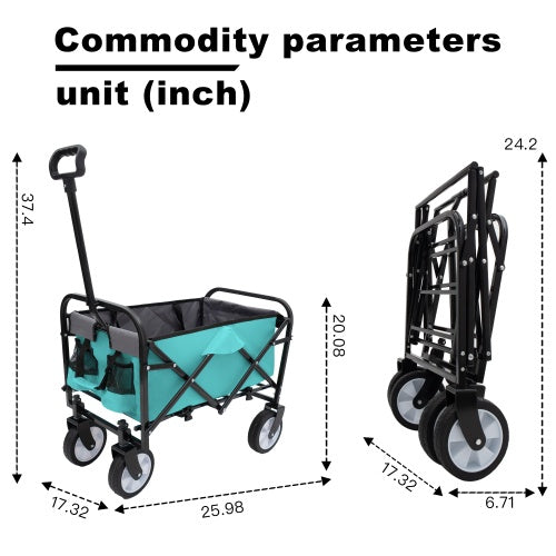 Minimeetall Strap Collapsible Foldable Wagon Cart With Strapping System, Beach Wagon , Utility Cart , Utility Wagon Grocery Cart For Camping Shopping Sports Gardeing Fishing Supports 225lbs