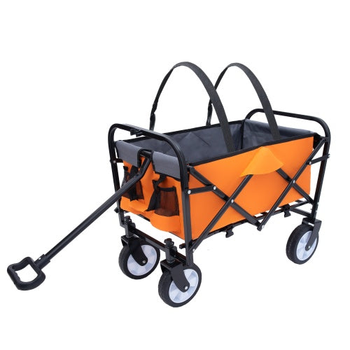 Minimeetall Strap Collapsible Foldable Wagon Cart With Strapping System, Beach Wagon , Utility Cart , Utility Wagon Grocery Cart For Camping Shopping Sports Gardeing Fishing Supports 225lbs