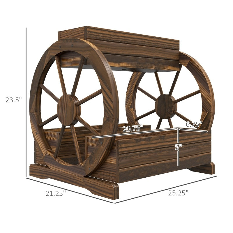 Wooden Wagon Planter Box, 3-Tier Raised Garden Bed, For Vegetables Flowers Herbs