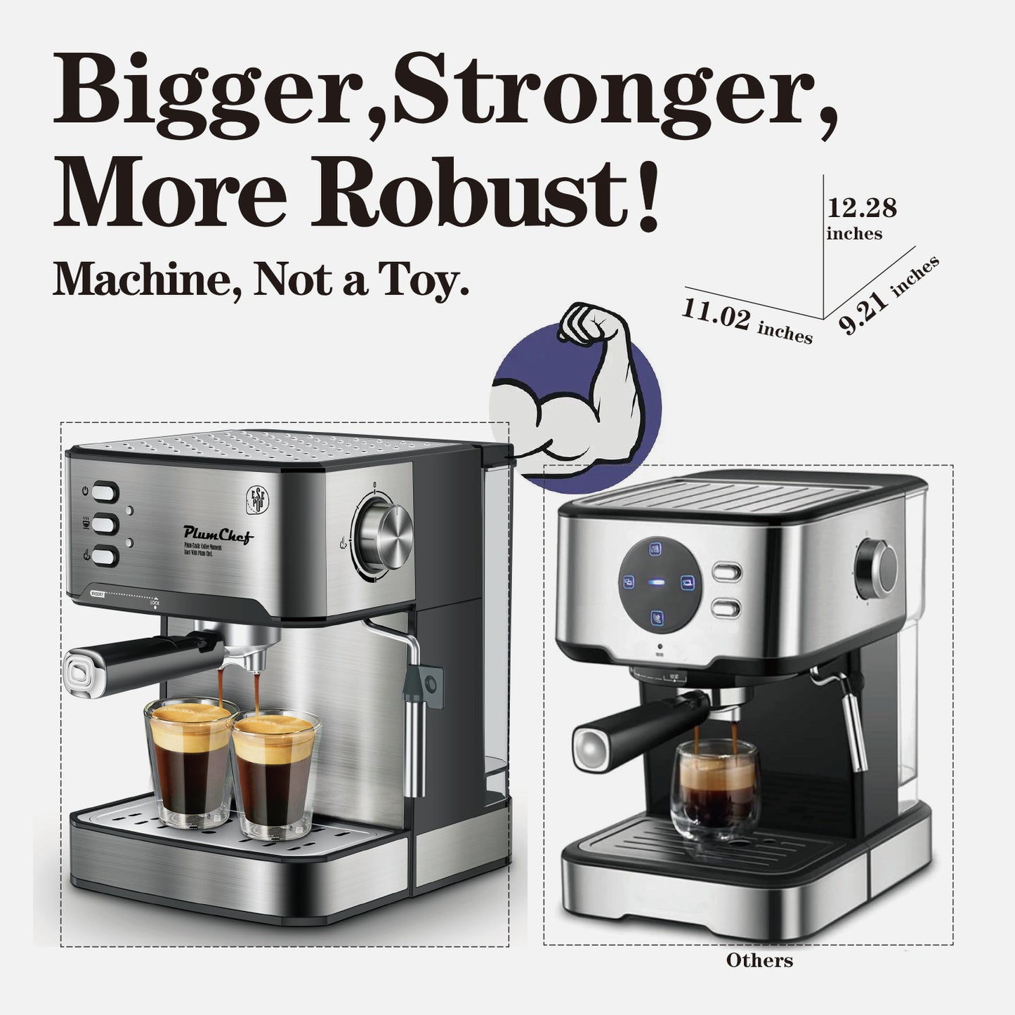20 Bar Professional Espresso Machine With Milk Frother, Single & Double Shot, ESE Pod Compatible, Visual Display Of Pressure, Removable Water Tank For Cappuccino, Latte, Machiato For Home Barista