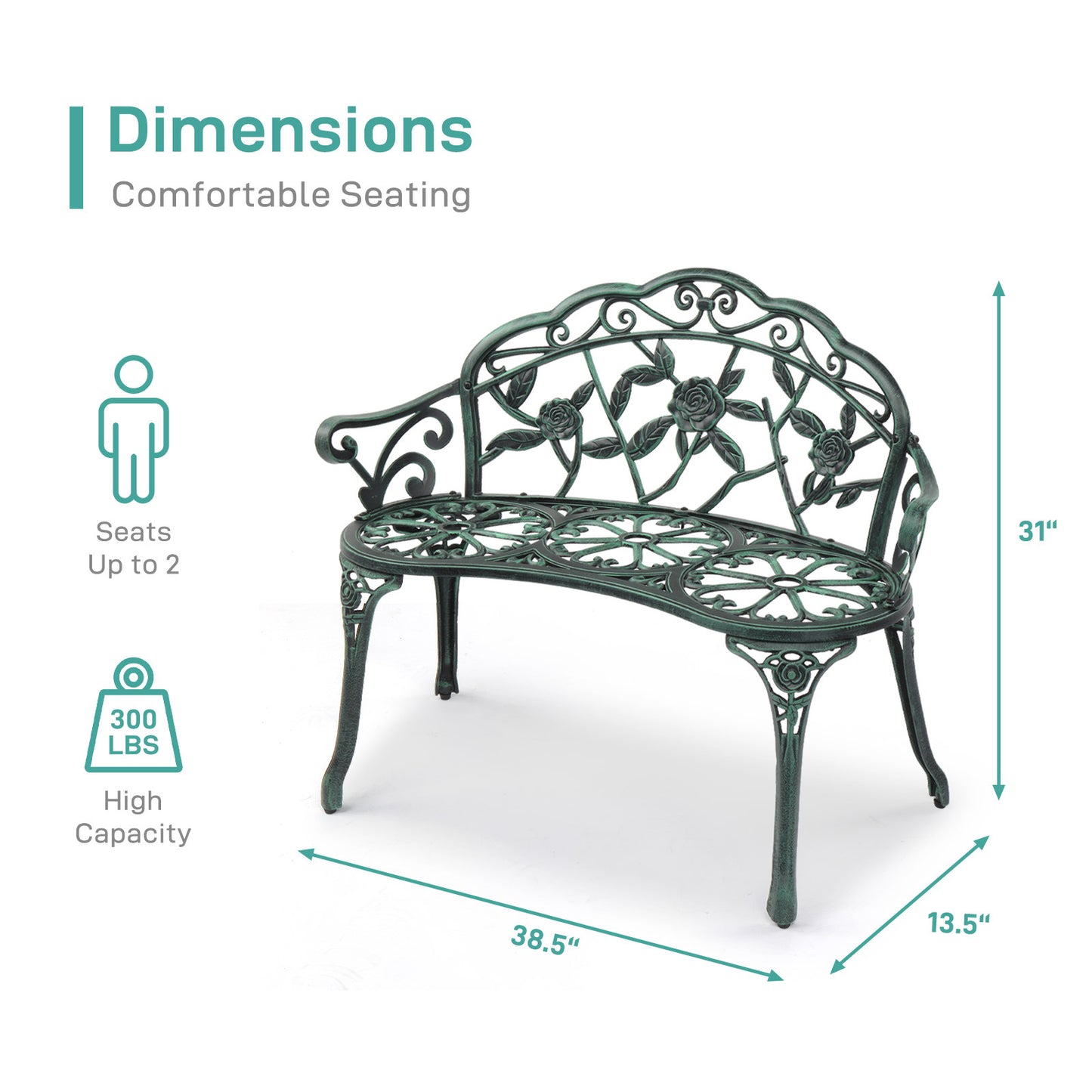38.5in, Rose Shape,Courtyard Benches