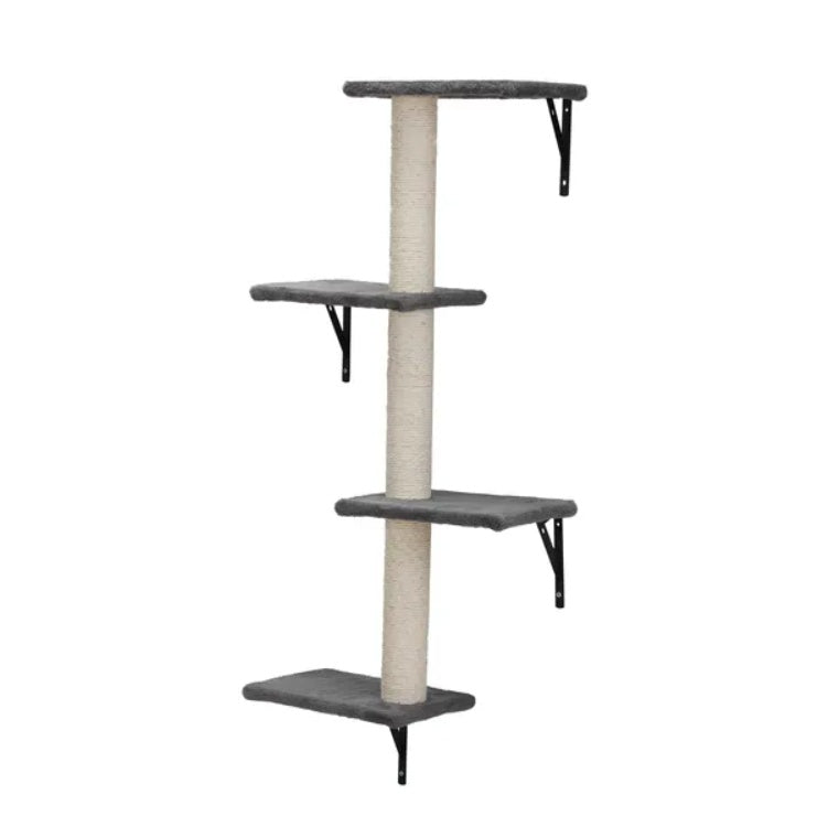 5 Pcs Wall Mounted Cat Climber Set Floating Cat Shelves And Perches Cat Activity Tree With Scratching Posts Modern Cat Furniture