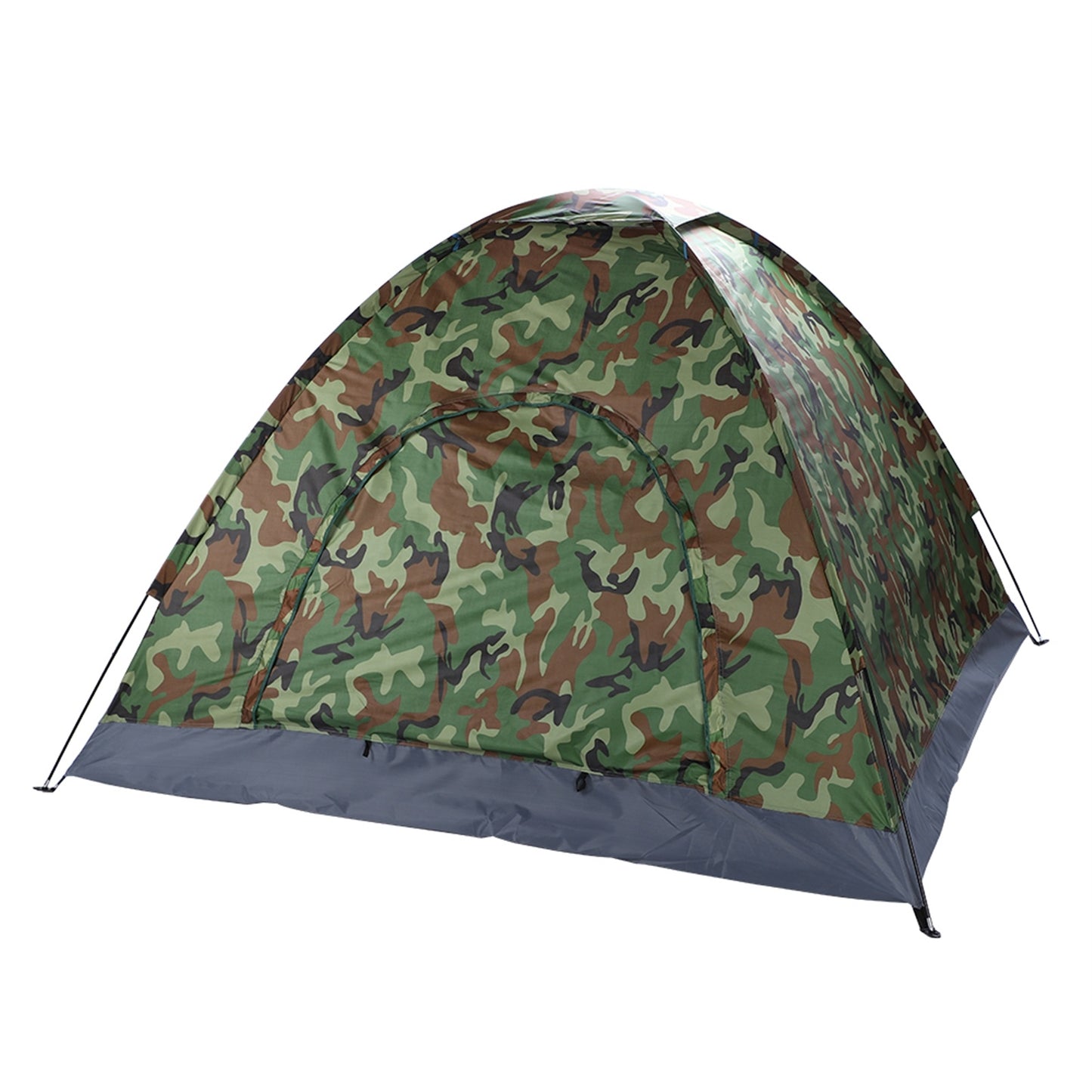 3-4 People Camouflage Portable Camping Tent With Silver Tape And Fiberglass Pole