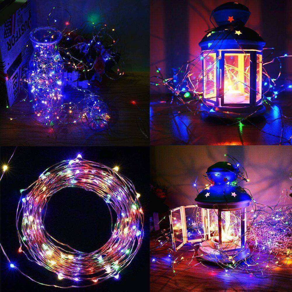 Set Of 2 Solar Fairy String Lights 20M 200 LED Copper Wire Outdoor Garden Decor