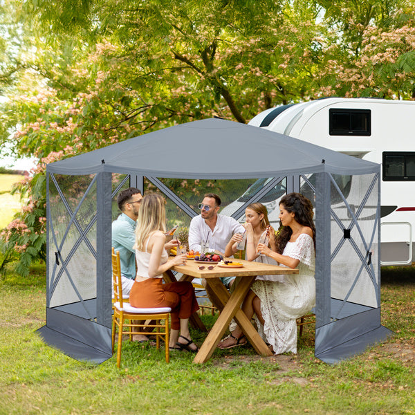 12X12ft Dark Gray Hexagonal Automatic Folding Tent