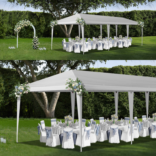 10x30ft White, No Bib, Folding Shed Oxford Cloth White Spray Plastic Frame, With 8 Sandbags, With Tug Bag