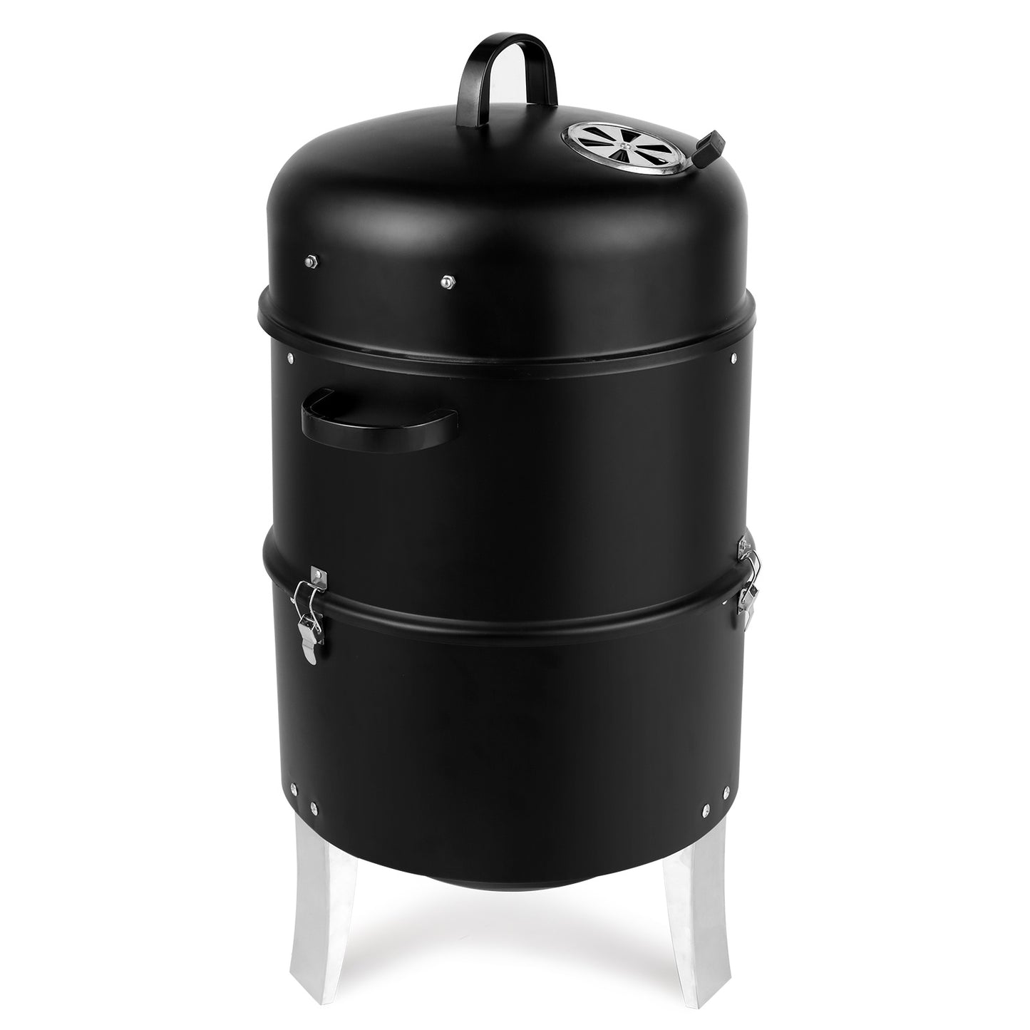 47x41.5x82cm Black, Double-walled, Cylindrical, Smoker, Charcoal Grill