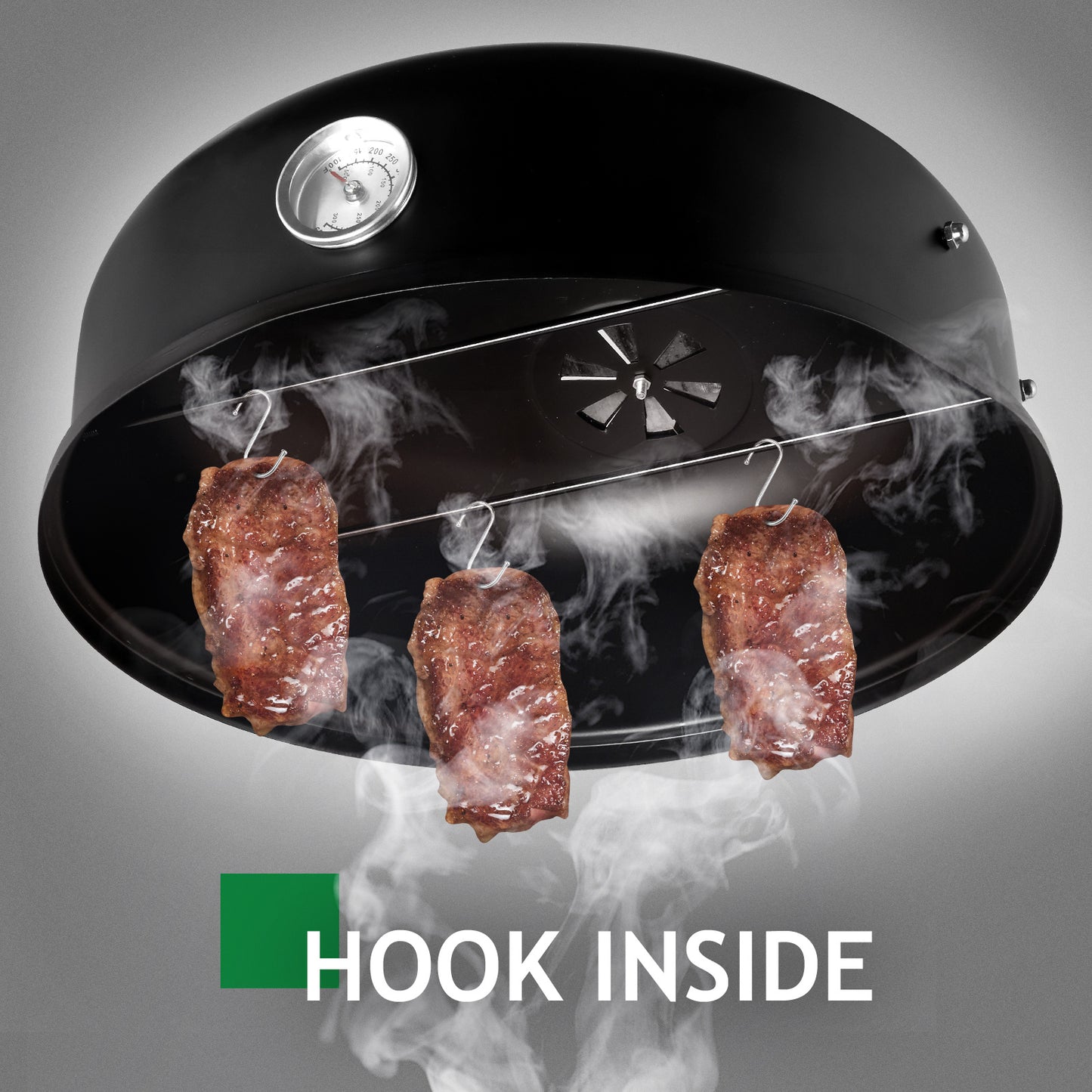 47x41.5x82cm Black, Double-walled, Cylindrical, Smoker, Charcoal Grill