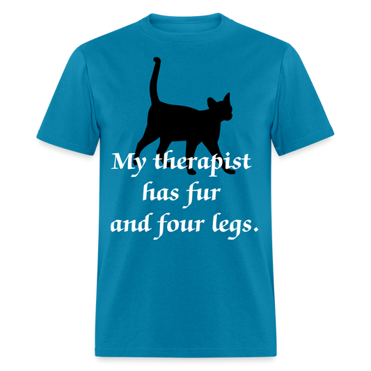 My Therapist Has Four Legs Cat Unisex Classic T-Shirt - turquoise