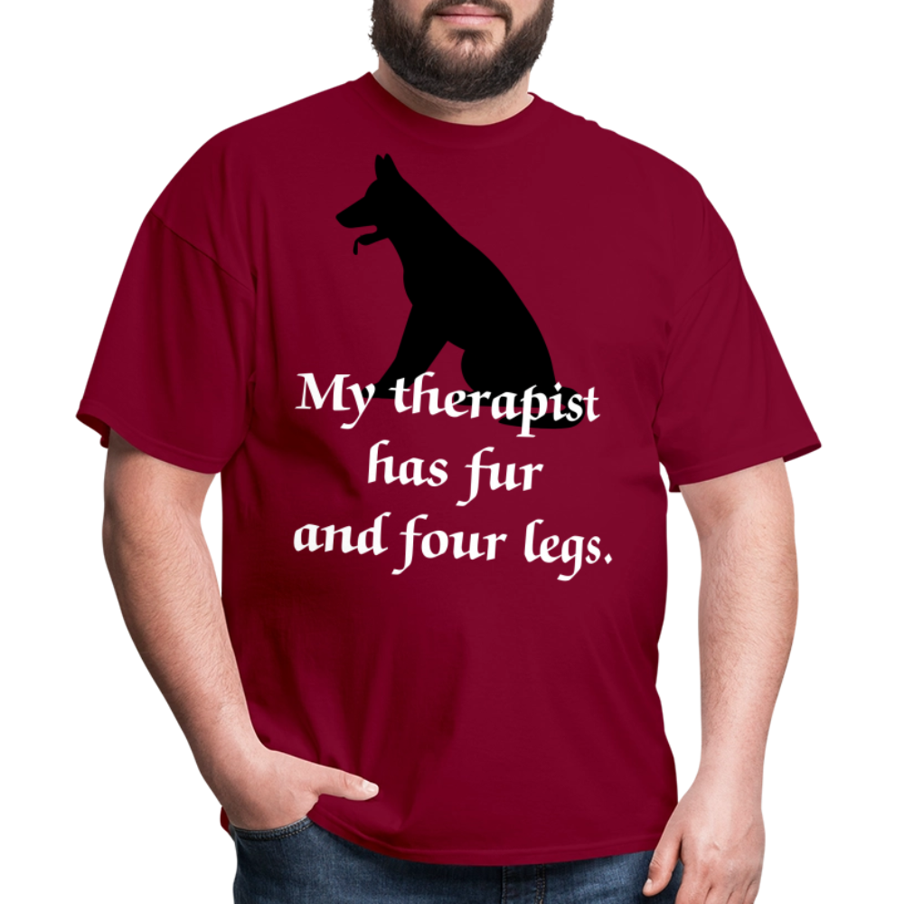 My Therapist Has Fur Dog Unisex Classic T-Shirt - burgundy