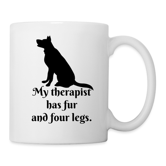 My Therapist Has Fur Dog Coffee/Tea Mug - white