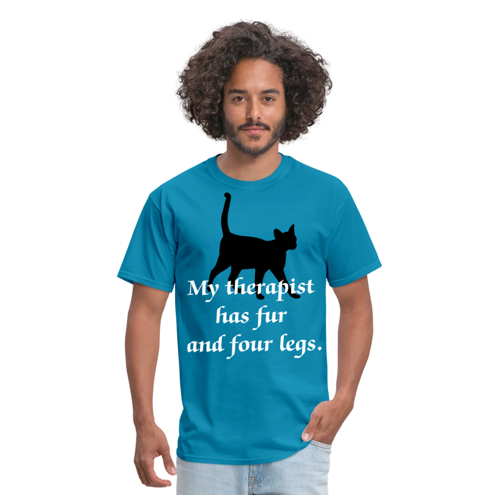 My Therapist Has Four Legs Cat Unisex Classic T-Shirt - turquoise