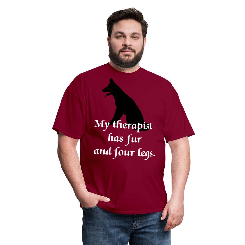 My Therapist Has Fur Dog Unisex Classic T-Shirt - burgundy