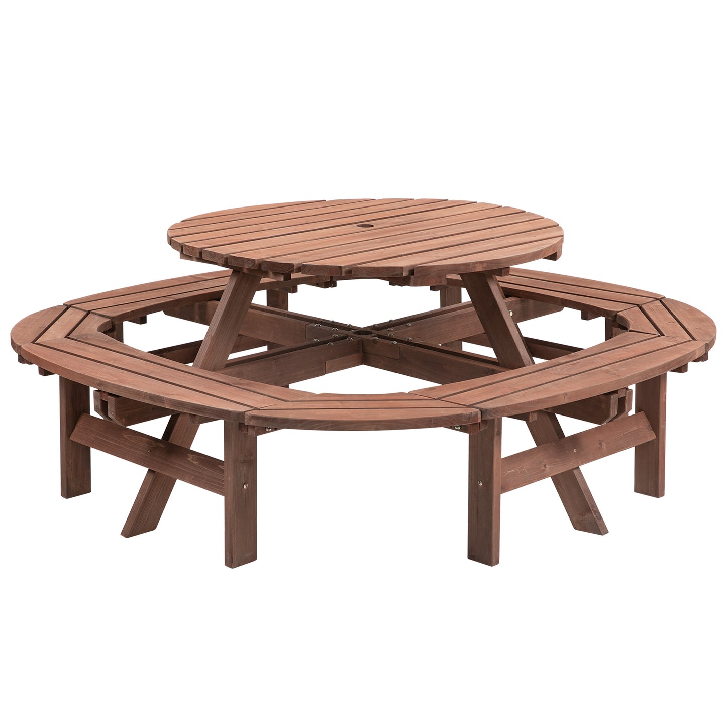 Circular Outdoor Wooden Picnic Table For Patio, Backyard, Garden, DIY