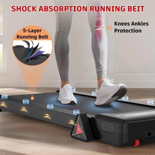 Walking Pad Under Desk Treadmill For Home Office -2.5HP Walking Treadmill 0.5-4MPH 265LBS Capacity Treadmill For Walking Running Remote Control Batteries