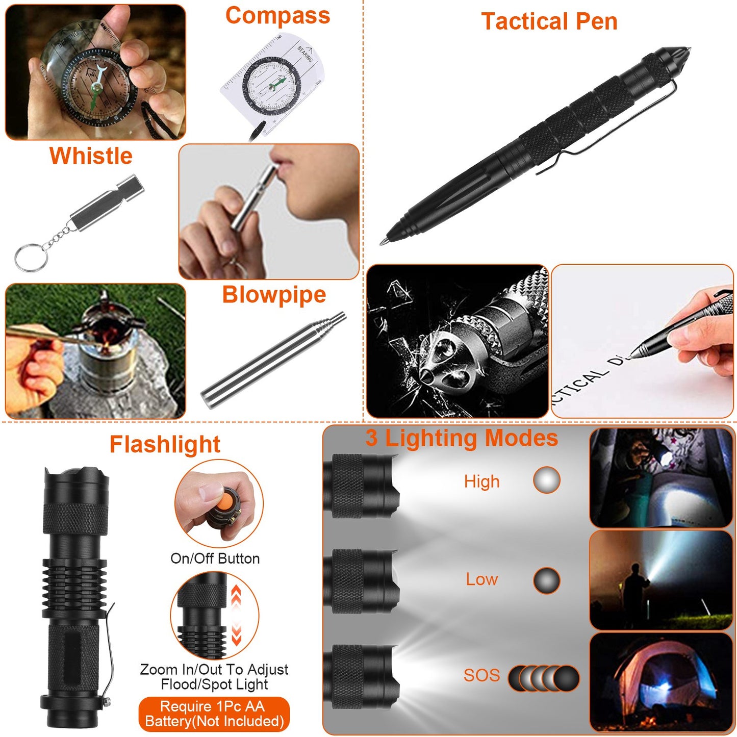 125 In 1 Survival Kit, Professional Survival Equipment, Equipment, Tools, First Aid Supplies, For SOS Emergency Tactical Hiking, Hunting, Disaster, Camping Expedition