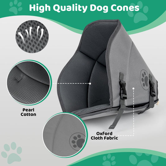 IFurffy Dog Cone For After Surgery,Breathable Soft Dog Cone, Adjustable Drawstring And Buckle Dog Recovery Collar To Stop Licking And Scratching Wound,XL