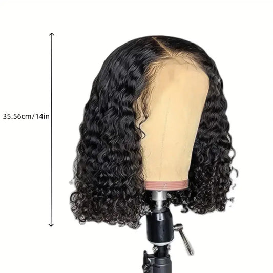 13x4x1 Lace Closed Synthetic Non-toxic Wig Short Bob Jerry Curly Hair Wig 14 Inch Non-adhesive Lace, 14 Inch