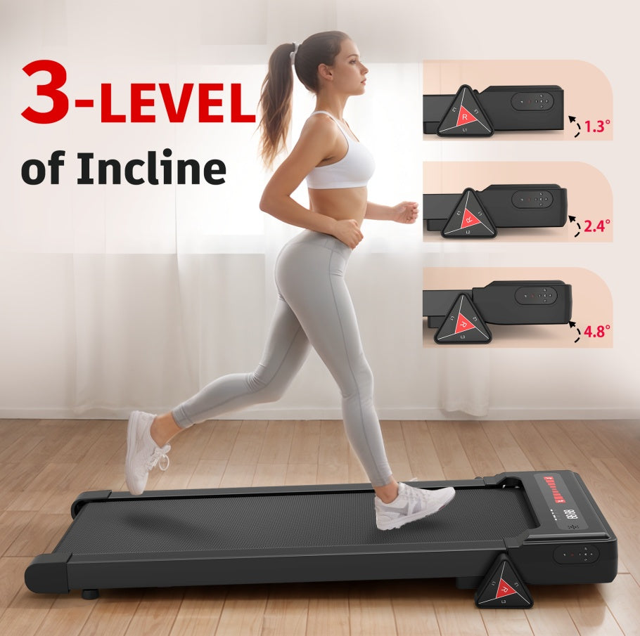 Walking Pad Under Desk Treadmill For Home Office -2.5HP Walking Treadmill 0.5-4MPH 265LBS Capacity Treadmill For Walking Running Remote Control Batteries
