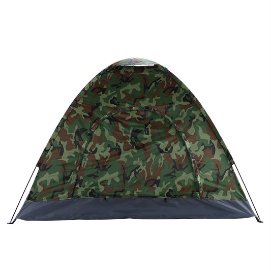 3-4 People Camouflage Portable Camping Tent With Silver Tape And Fiberglass Pole