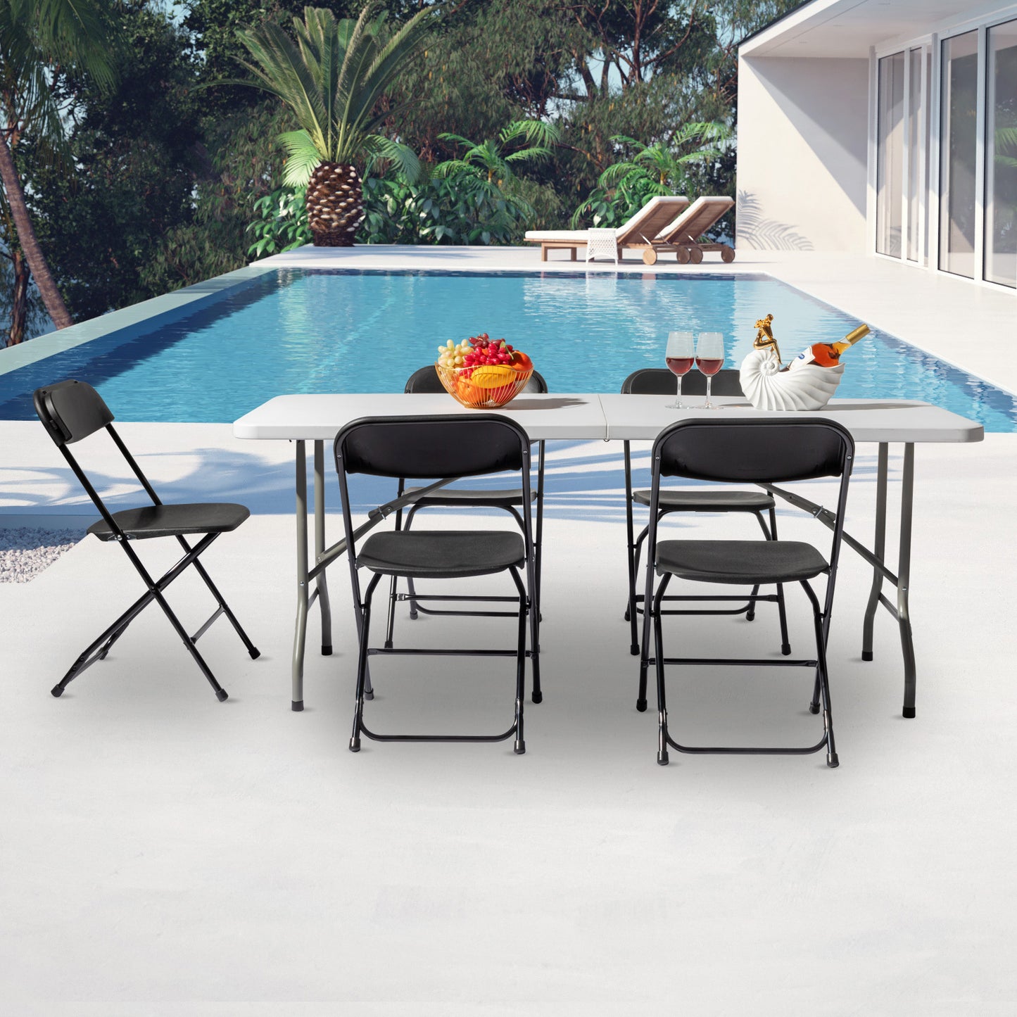 Lightweight Plastic Folding Rectangular Table For Outdoor Lounging