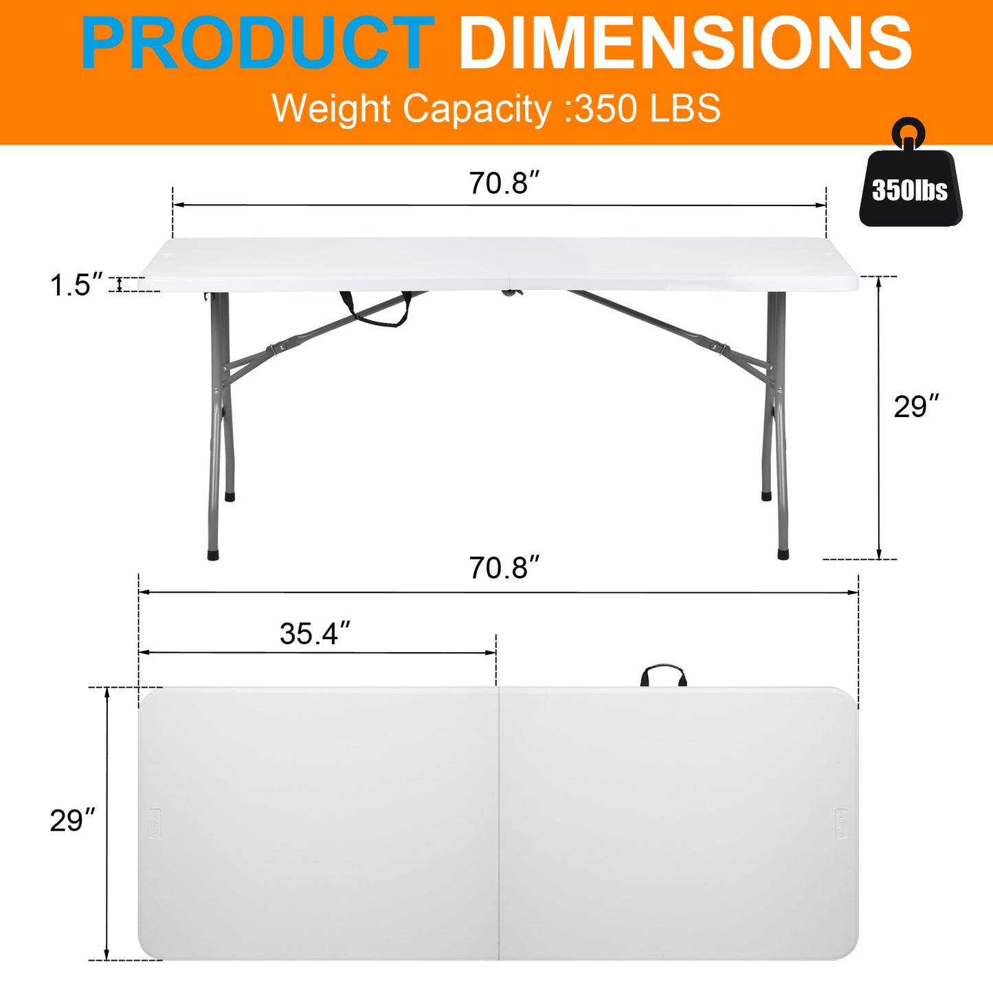 Lightweight Plastic Folding Rectangular Table For Outdoor Lounging