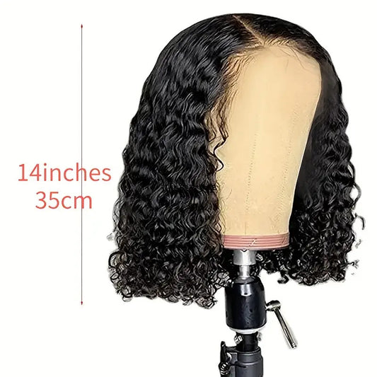 13x4x1 Lace Closed Synthetic Non-toxic Wig Short Bob Jerry Curly Hair Wig 14 Inch Non-adhesive Lace, 14 Inch