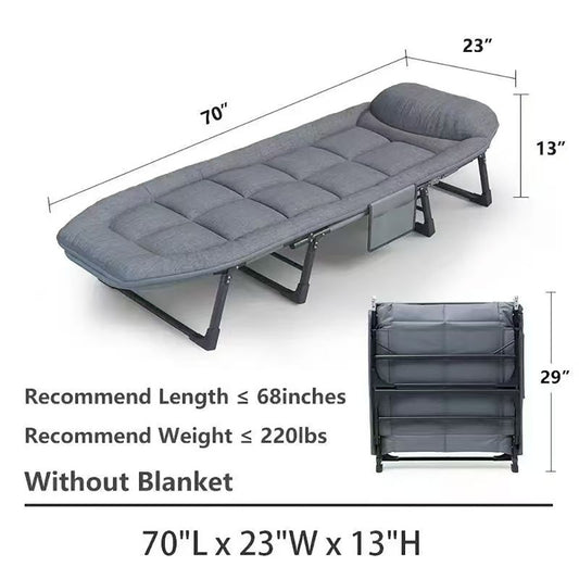 ATORPOK All In One Camping Cot For Adults Heavy Duty 450 Lbs Capacity, Portable Folding Bed With Built In Cushion Pillow, Lightweight Compact Design Includes Carry Bag For Indoor Outdoor Use