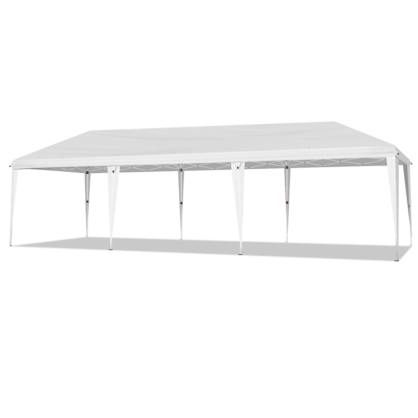 10x30ft White, No Bib, Folding Shed Oxford Cloth White Spray Plastic Frame, With 8 Sandbags, With Tug Bag