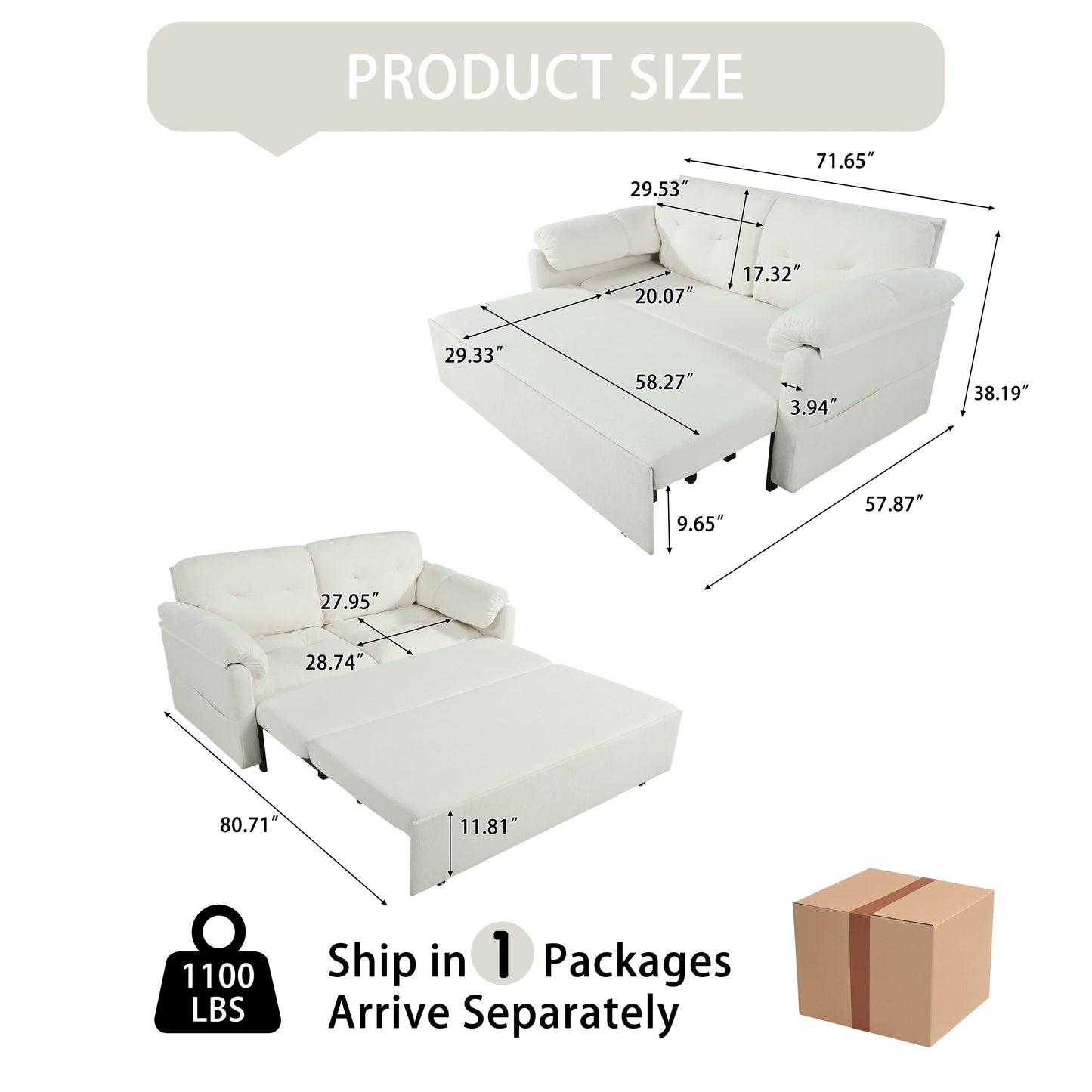 Multifunctional Retractable Living Room Sofa Bed