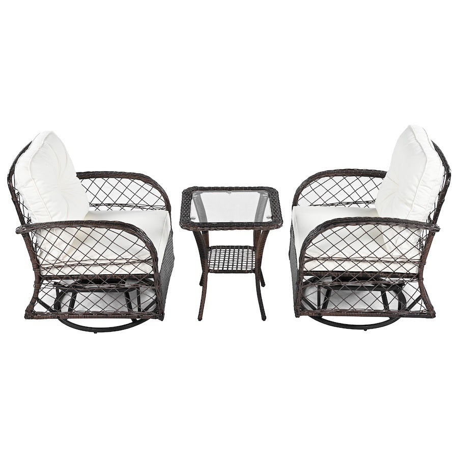 3-piece Outdoor Chair&Table Set Chat Set 2-person Rattan Seating Group