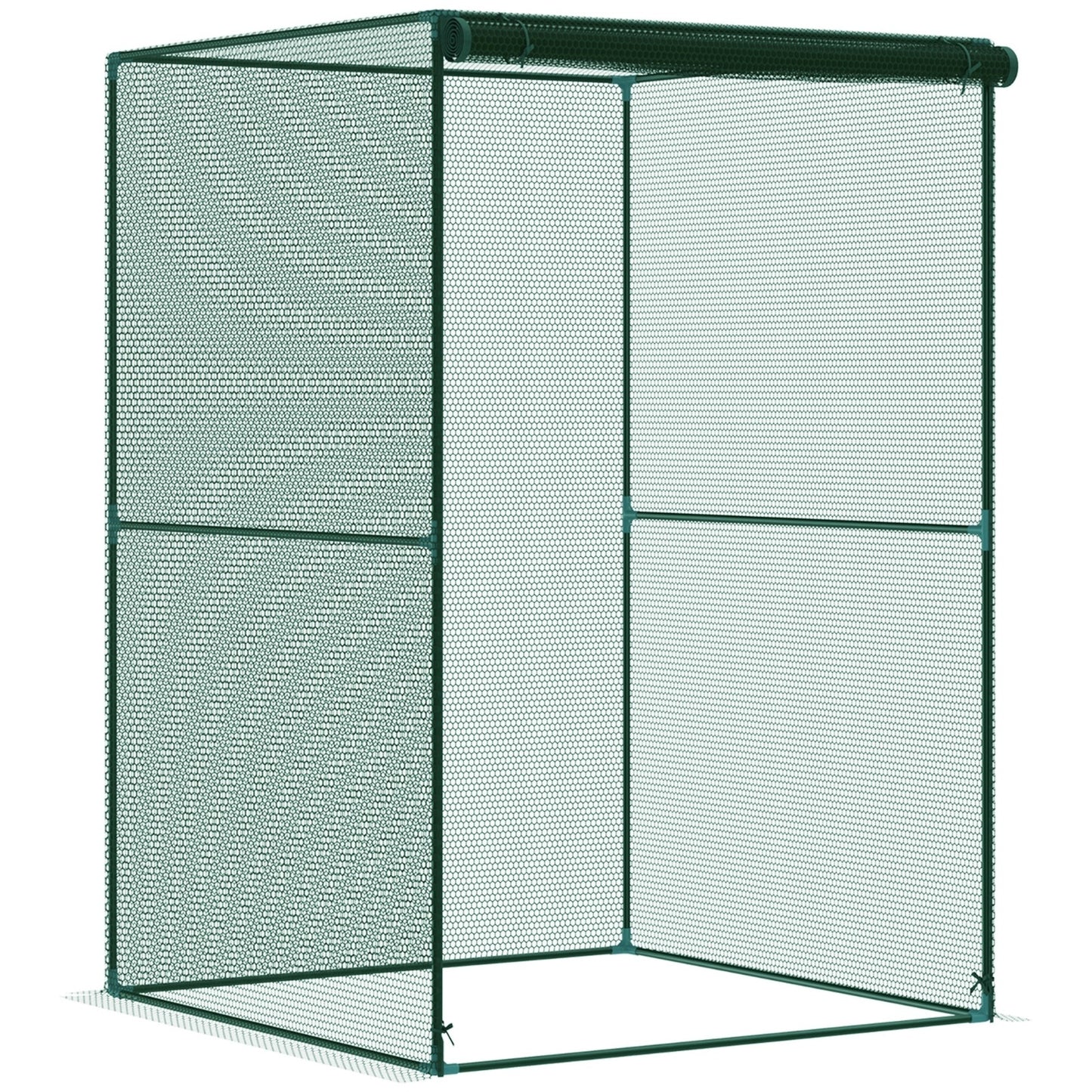 Outsunny 4' X 4' Crop Cage, Plant Protection Tent With Zippered Doors For Vegetable Garden, Backyard