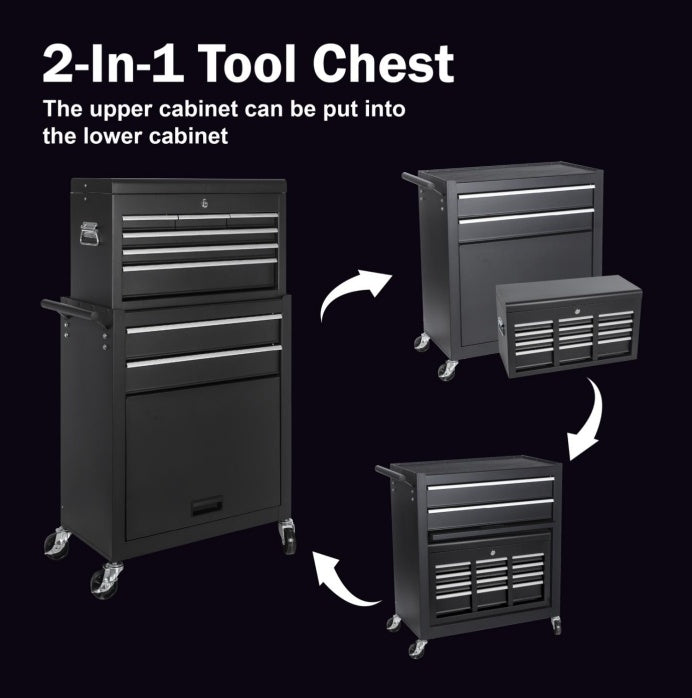 Multi-functional Combination Heavy Tool Cart, 2-in-1 Tool Cart, Auto Repair Tool Cabinet Garage