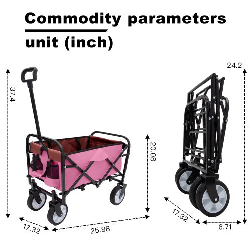 Minimeetall Strap Collapsible Foldable Wagon Cart With Strapping System, Beach Wagon , Utility Cart , Utility Wagon Grocery Cart For Camping Shopping Sports Gardeing Fishing Supports 225lbs