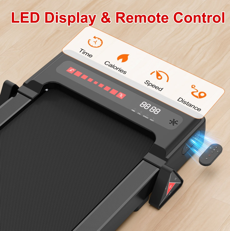 Walking Pad Under Desk Treadmill For Home Office -2.5HP Walking Treadmill 0.5-4MPH 265LBS Capacity Treadmill For Walking Running Remote Control Batteries