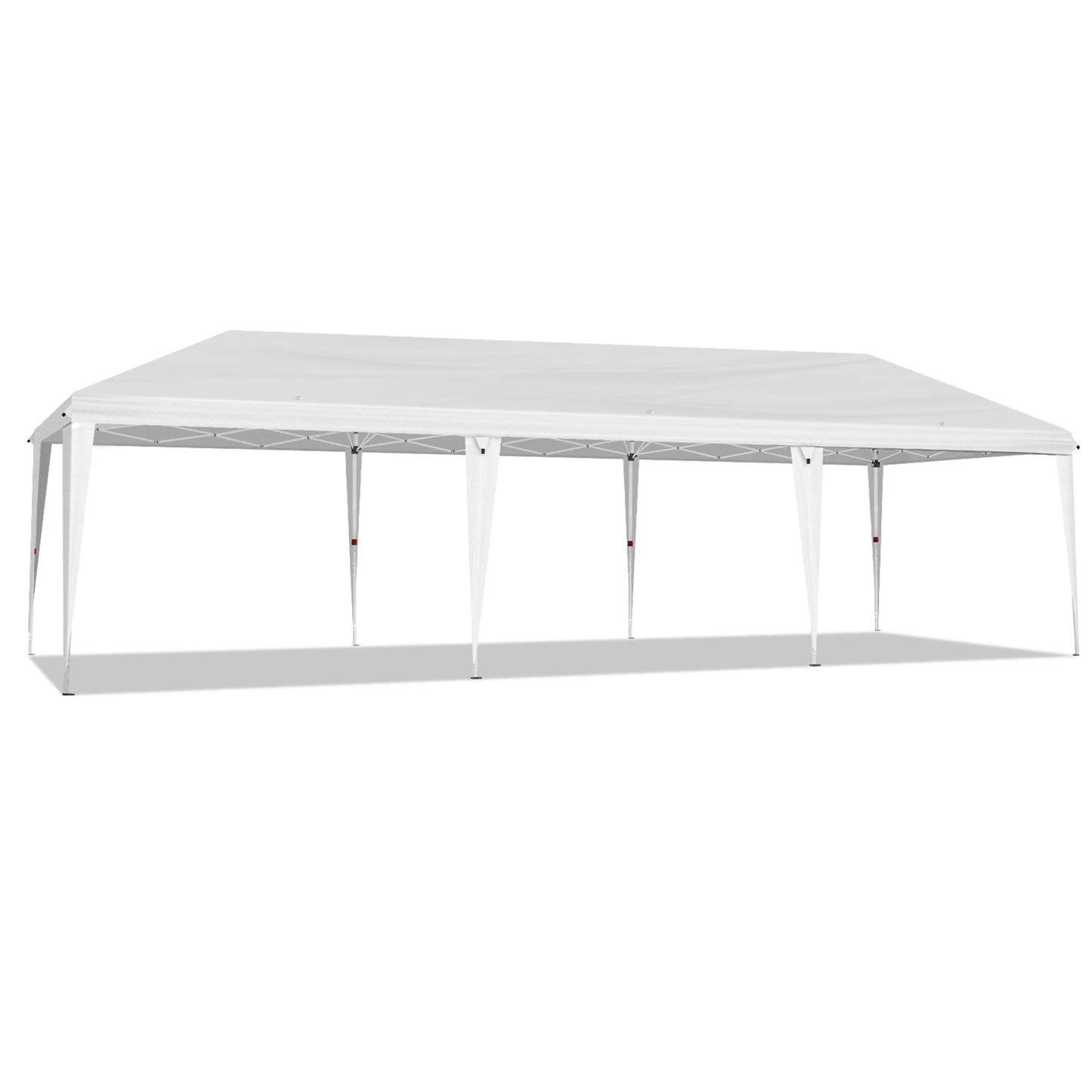 10x30ft White, No Bib, Folding Shed Oxford Cloth White Spray Plastic Frame, With 8 Sandbags, With Tug Bag