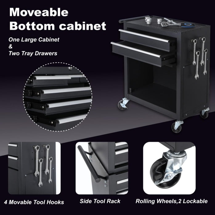 Multi-functional Combination Heavy Tool Cart, 2-in-1 Tool Cart, Auto Repair Tool Cabinet Garage