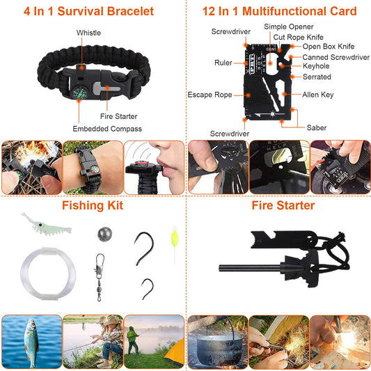 125 In 1 Survival Kit, Professional Survival Equipment, Equipment, Tools, First Aid Supplies, For SOS Emergency Tactical Hiking, Hunting, Disaster, Camping Expedition