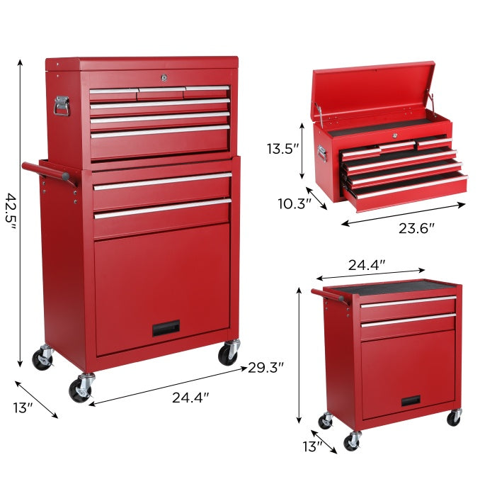 Multi-functional Combination Heavy Tool Cart, 2-in-1 Tool Cart, Auto Repair Tool Cabinet Garage