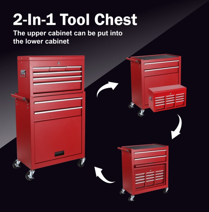 Multi-functional Combination Heavy Tool Cart, 2-in-1 Tool Cart, Auto Repair Tool Cabinet Garage